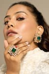 Buy_joules by radhika_Multi Color Stone Square Shaped Cutwork Earrings _at_Aza_Fashions