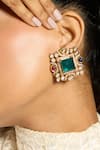 Shop_joules by radhika_Multi Color Stone Square Shaped Cutwork Earrings _at_Aza_Fashions