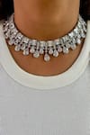 Buy_Prerto_White Diamond Stone Juliet Tear Drop Quad Cut Necklace Set _at_Aza_Fashions