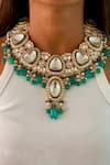 Buy_Prerto_Green Polki Maharani Ganga Kundan Statement Necklace Set _at_Aza_Fashions