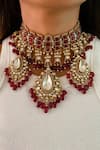 Buy_Prerto_Red Polki Maharani Padma Ruby Kundan Statement Necklace Set _at_Aza_Fashions