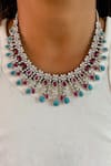 Buy_Prerto_Red Ruby Swarovski Studded Necklace Set _at_Aza_Fashions