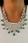 Buy_Prerto_Emerald Green Diamond Butterfly Shaped Necklace Set _at_Aza_Fashions