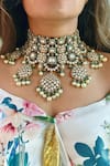 Buy_Prerto_Emerald Green Kundan Embellished Necklace Set _at_Aza_Fashions