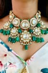 Buy_Prerto_Emerald Green Kundan Studded Necklace Set _at_Aza_Fashions