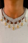 Buy_Prerto_Yellow Swarovski Crystal Embellished Necklace Set _at_Aza_Fashions