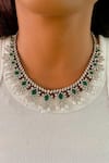 Buy_Prerto_Emerald Green Swarovski Embellished Necklace Set _at_Aza_Fashions