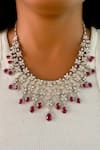 Buy_Prerto_Red Swarovski Butterfly Carved Necklace Set _at_Aza_Fashions