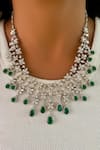 Buy_Prerto_Emerald Green Swarovski Butterfly Drops Necklace Set _at_Aza_Fashions