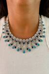 Buy_Prerto_Blue Swarovski Crystal Studded Necklace Set _at_Aza_Fashions