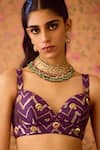 Shyam Narayan Prasad_Purple Brocade Embroidery Zardozi Chevron Phool Vine Woven Lehenga Set _Online