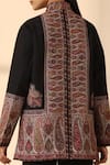 Shop_DUSALA_Black Fine Wool Silk Print Paisley Band Collar Shaz Jacket _Online_at_Aza_Fashions