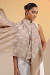 DUSALA_Beige Floral Gifta Pattern Cashmere Fine Wool Stole _Online_at_Aza_Fashions