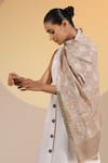 Buy_DUSALA_Beige Floral Gifta Pattern Cashmere Fine Wool Stole _Online_at_Aza_Fashions