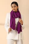 Shop_DUSALA_Purple Solid Sullen Cashmere Fine Wool Shawl _at_Aza_Fashions