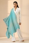 Buy_DUSALA_Blue Triangle Freya Cashmere Fine Wool Jaal Stole _at_Aza_Fashions