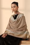 Buy_DUSALA_Beige Aari Shea Paisley Border Shawl _Online_at_Aza_Fashions