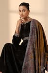 Buy_DUSALA_Gold Zari Tulip Cashmere Fine Wool Stole _Online_at_Aza_Fashions