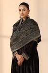 DUSALA_Black Floral Tori Cashmere Fine Wool Shawl _Online_at_Aza_Fashions