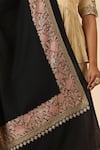 DUSALA_Black Floral Paisley Zayeden Cashmere Fine Wool Shawl _Online_at_Aza_Fashions