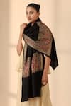 DUSALA_Black Floral Paisley Camille Cashmere Fine Wool Stole _Online_at_Aza_Fashions