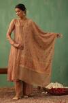 Buy_DUSALA_Beige Paisley Floral Naina Cashmere Stole _at_Aza_Fashions