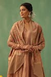 Shop_DUSALA_Beige Paisley Floral Naina Cashmere Stole _at_Aza_Fashions