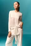 Buy Emblaze White Modal Round Neck Solid Front Tie Top at Aza Fashions Buy_Emblaze_White Modal Round Neck Solid Front Tie Top _at_Aza_Fashions