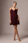 Shop_Emblaze_Wine Satin Plain Sweetheart Neck Bow Dress _Online_at_Aza_Fashions