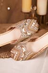 Buy_House of Vian_Gold Mirror Work Mahira Mule Heels _Online_at_Aza_Fashions