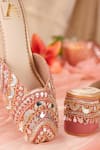 House of Vian_Pink Mirror Work Mahnaz Dabka Embroidered Mule Heels _at_Aza_Fashions