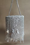 Buy_Plode_Silver Cutdana Sequin Tassel Embellished Potli _at_Aza_Fashions