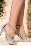 Buy_House of Prisca_Blue Bead Jodhpur Embroidered Heels _at_Aza_Fashions