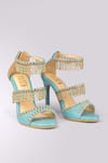 Shop_House of Prisca_Blue Bead Jodhpur Embroidered Heels _at_Aza_Fashions