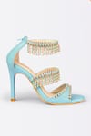 House of Prisca_Blue Bead Jodhpur Embroidered Heels _Online_at_Aza_Fashions