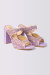 Shop_House of Prisca_Purple Bead Agra Cutdana Embroidered Heels _at_Aza_Fashions