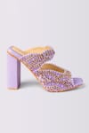 House of Prisca_Purple Bead Agra Cutdana Embroidered Heels _Online_at_Aza_Fashions