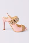 House of Prisca_Pink Crystal Jaipur Studded Heels _Online_at_Aza_Fashions