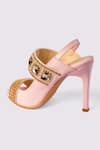 Buy_House of Prisca_Pink Crystal Jaipur Studded Heels _Online_at_Aza_Fashions