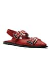 Buy_Dang Shoes_Red Eyelets Juliana Leather Embellished Ballerina Flats _at_Aza_Fashions