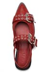 Shop_Dang Shoes_Red Eyelets Juliana Leather Embellished Ballerina Flats _at_Aza_Fashions