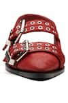 Dang Shoes_Red Eyelets Juliana Leather Embellished Ballerina Flats _Online_at_Aza_Fashions