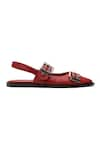 Buy_Dang Shoes_Red Eyelets Juliana Leather Embellished Ballerina Flats _Online_at_Aza_Fashions