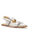 Buy_Dang Shoes_Off White Eyelets Juliana Embellished Leather Ballerina Flats _at_Aza_Fashions