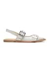 Dang Shoes_Off White Eyelets Juliana Embellished Leather Ballerina Flats _Online_at_Aza_Fashions