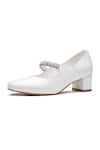 Buy_Dang Shoes_White Stone Embellished Block Heels _at_Aza_Fashions