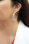 Buy_Studio6 Jewels_Silver Plated Zirconia Studded Hoops _at_Aza_Fashions