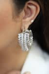 Studio6 Jewels_Silver Plated Stone Leaf Carved Layered Hoops _Online_at_Aza_Fashions