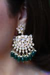 Buy_Studio6 Jewels_Green Kundan Embellished Danglers _at_Aza_Fashions