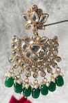 Studio6 Jewels_Green Kundan Embellished Danglers _Online_at_Aza_Fashions